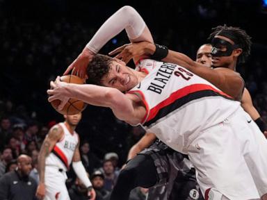 Sharpe scores 25 and Trail Blazers win 4th straight, 121-102 over Nets