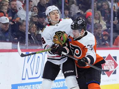 Michkov scores in overtime, Flyers rally to beat Blackhawks 3-2