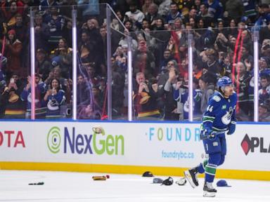 Kiefer Sherwood has 1st NHL hat trick as Canucks beat Avalanche 3-1