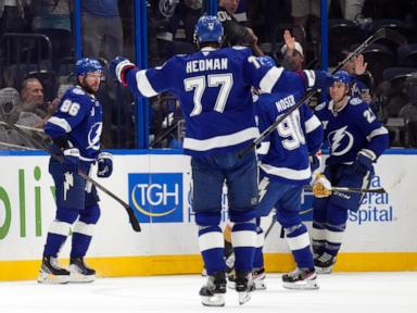 Kucherov scores with 55 seconds to play as Lightning rally for 4-3 win over Golden Knights