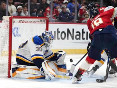 Barkov scores power-play goal late in OT, Panthers beat Blues 2-1