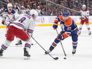 McDavid has 2 goals and assist as Oilers beat Rangers 6-2