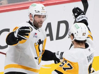 Bryan Rust has hat trick as Penguins score 6 in 3rd period and rout Canadiens 9-2