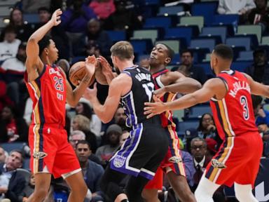 Sabonis has season-high 32 points and 20 rebounds to lead Kings to a 111-109 win over Pelicans