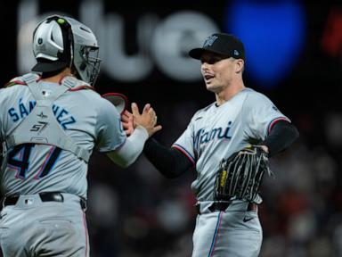 Griffin Conine hits 1st career homer and Marlins hold off Giants 4-3