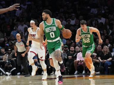 Brown scores 43, Tatum has triple-double and Celtics run away from Heat, 147-129