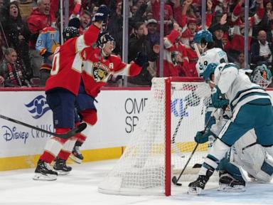 Tkachuk scores 2 more goals, Panthers stay hot with 3-1 win over Sharks