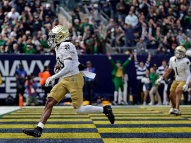 No. 12 Notre Dame knocks error-prone No. 24 Navy from unbeaten ranks