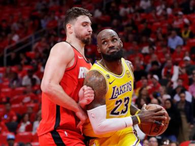 James makes tying 3 as Lakers storm back late, win in OT and take a 3-0 series lead over the Rockets