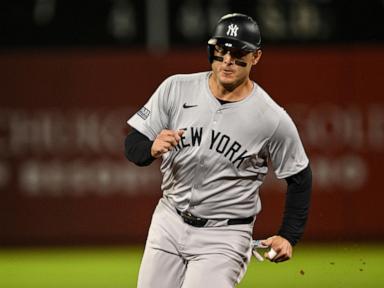 Rizzo at first base for Yankees in ALCS opener against Cleveland, 16 days after fracturing fingers