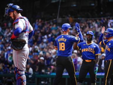 Kirby pitches 7 strong innings and Garver homers to lift Mariners over Rangers 7-0