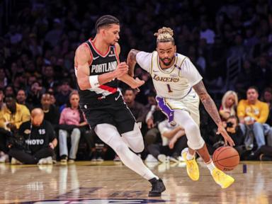 Without LeBron James, Lakers roll past Trail Blazers 107-98 to end 3-game skid