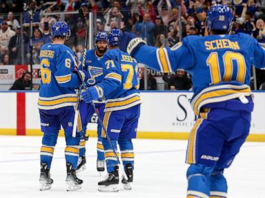 Kapanen scores in 3rd period as the Blues beat the Hurricanes 4-3