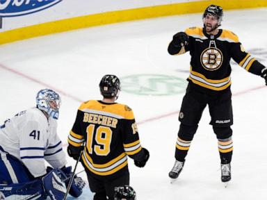 Marchand gets 1st 1st goal of season in OT to lift Bruins to 4-3 win over Maple Leafs