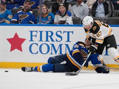 Pastrnak's goal completes rally as Bruins come back to stun Blues 3-2