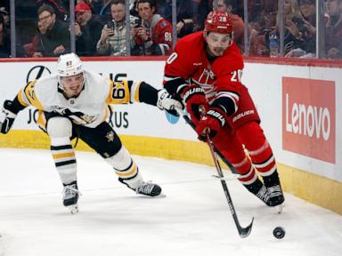 Walker's OT goal lifts Hurricanes past Penguins 6-5 in matchup of Metropolitan Division's top teams