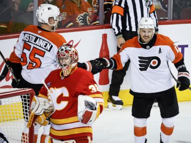 Huberdeau has 2 goals and 2 assists as Flames beat Flyers 6-3