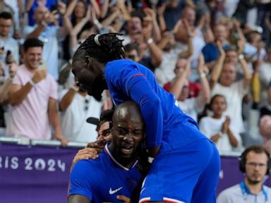 France beats Argentina 1-0 to reach Olympics men's soccer semifinals. Skirmish after final whistle