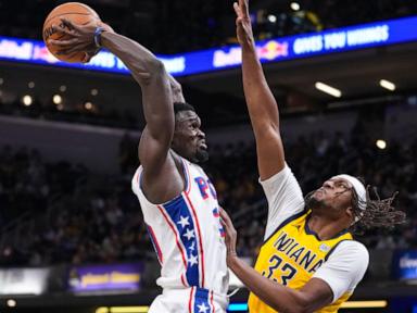 Pascal Siakam scores 21 points to lead the surging Pacers past the short-handed 76ers 115-102