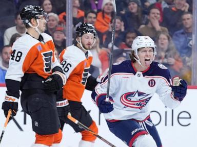 Tippett's OT goal and 4-point game powers the Flyers to a 5-4 comeback win over the Blue Jackets