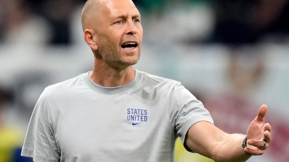 FILE - United States head coach Gregg Berhalter follows the game during the World Cup group B soccer match between England and The United States, at the Al Bayt Stadium in Al Khor, Qatar, Friday, Nov. 25, 2022. The U.S. Soccer Federation revealed Tue