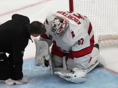 Utah scores 3 goals in 2 1/2 minutes in 3rd, Vejmelka has 49 saves in 4-1 win over Hurricanes