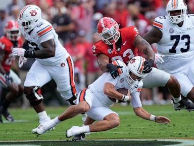 No. 5 Georgia bounces back from loss at Alabama, makes it 8 in a row over Auburn 31-13