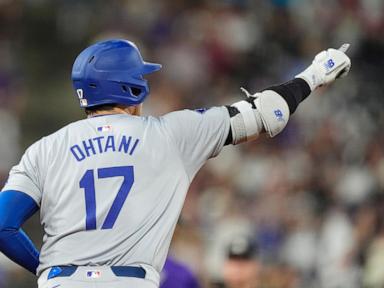 Ohtani launches homer No. 54, steals 57th base as NL West-champion Dodgers power by Rockies 11-4