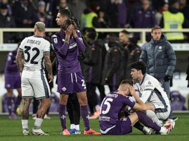 Fiorentina midfielder Edoardo Bove collapses on field and Serie A match against Inter is abandoned