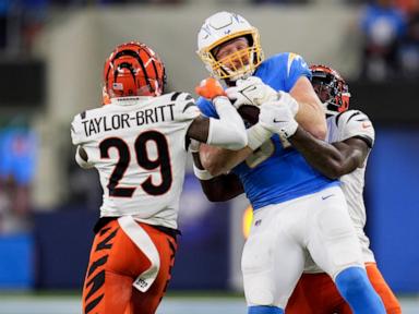 Chargers beat Bengals 34-27 on Dobbins' late TD after squandering 21-point lead