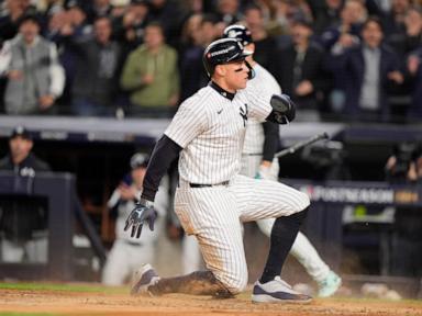 Soto, Stanton homers back Rodón as Yankees take advantage of wild Guardians to win ALCS opener 5-2