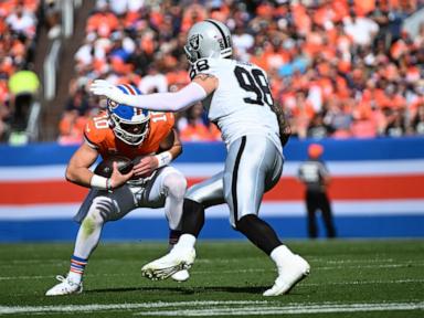 Surtain's two interceptions power Broncos past Raiders 34-18, snapping 8-game skid against Las Vegas