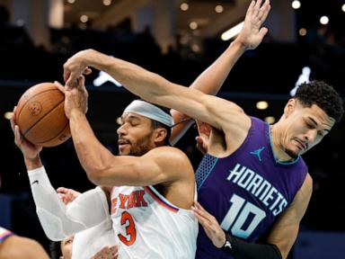 Jalen Brunson pours in 31 points as Knicks hold on to beat the Hornets 99-98 in NBA Cup play