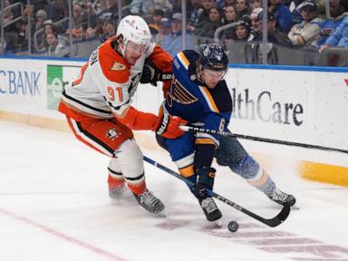 Schenn, Buchnevich score in first 90 seconds to help Blues beat Ducks 7-2