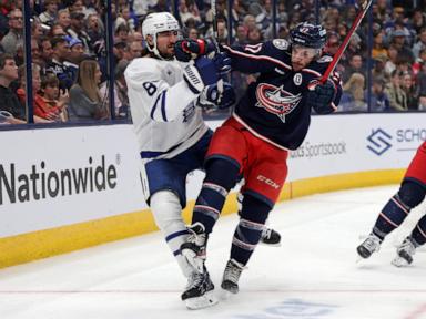 Olivier scores 2 as Blue Jackets beat Maple Leafs 6-2