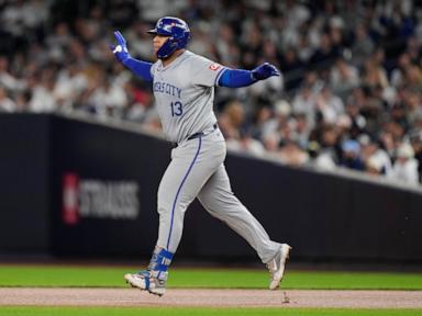 Perez's homer off Rodón sparks 4-run 4th inning and Royals beat Yankees 4-2 in Game 2 to tie ALDS