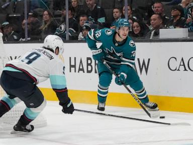 Klim Kostin's Gordie Howe hat trick helps Sharks beat Kraken 8-5