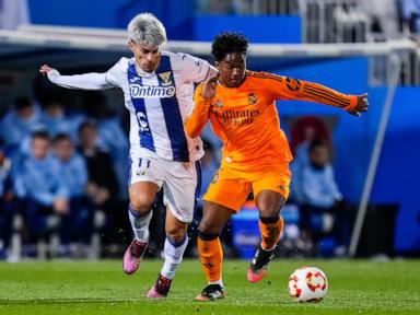 Real Madrid beats Leganes 3-2 to reach Copa semifinals on García's goal in stoppage time