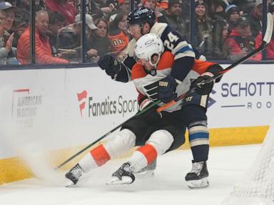 Flyers snap a 3-game skid with their 1st victory in December, beating the Blue Jackets 5-3