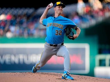 Brewers' combined no-hit bid spoiled by Washington's Lile double in 7th inning