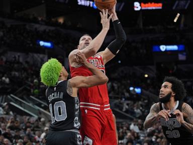 Vucevic, Dosunmu lead Bulls to season-high output in 139-124 win over Spurs with Wembanyama out