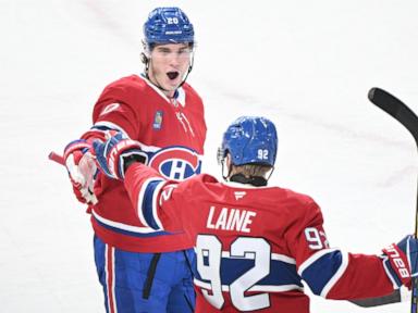 Patrik Laine scores a hat trick in Montreal's 6-1 rout of Buffalo, extending Sabres' free fall