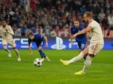 Harry Kane scores 4 goals in Bayern's 9-2 rout of Zagreb and breaks a record that Wayne Rooney held