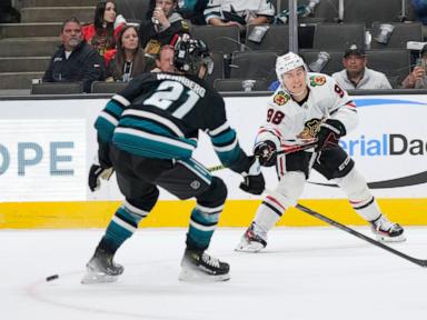 Will Smith scores twice for first NHL goals, Sharks beat Blackhawks 3-2 for third straight win