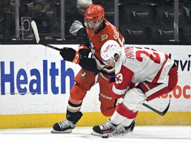 Cutter Gauthier puts Ducks ahead with his 1st NHL goal, and Anaheim rallies past the Red Wings 6-4