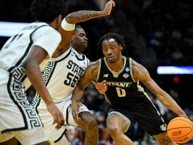 Bryant guard Earl Timberlake gives the Bulldogs their One Bloody Moment in March Madness