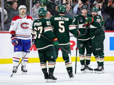 Kaprizov leads Wild to 3-0 win over Canadiens with assist and empty-net goal