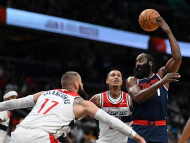 Harden scores 43 as Clippers rout skidding Wizards 121-96