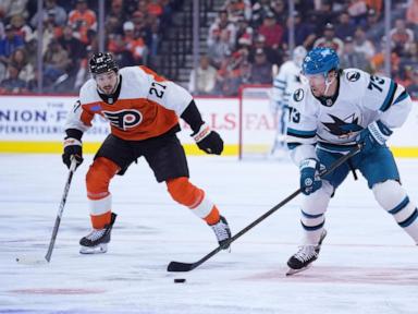 Matvei Michkov helps the Flyers beat the Sharks 4-3 in shootout