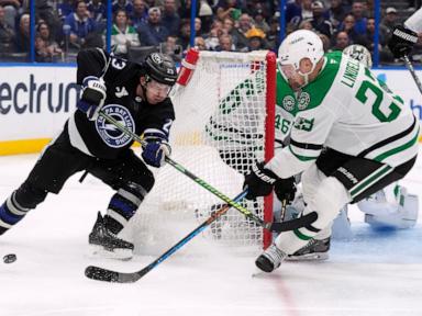 Duchene scores in the 3rd period as the Stars beat the Lightning 4-2